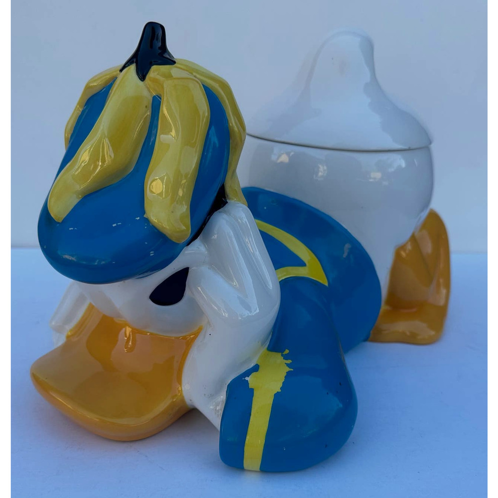 Donald Duck RARE Ceramic Cookie Jar 12" Banana Peel Disney Store